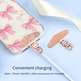 Ksriylm Pink Universal Tether Tab for Phone x2, Cell Phone Lanyard Patches, Metal Phone Strap Replacement Part for All Full Phone Cases