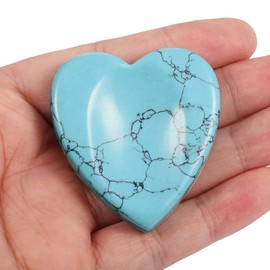 Nupuyai Blue Howlite Turquoise Heart Thumb Worry Stone, Healing Crystal Pocket Palm Stone for Reiki Anxiety Stress Relief