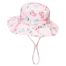 JUPSK Baby Sun Hat Toddler Summer Bucket Hat Wide Brim Beach Cap with Adjustable Chin Strap UPF50 for Kids Child Boys Girls 2-5 Years (Butterfly)