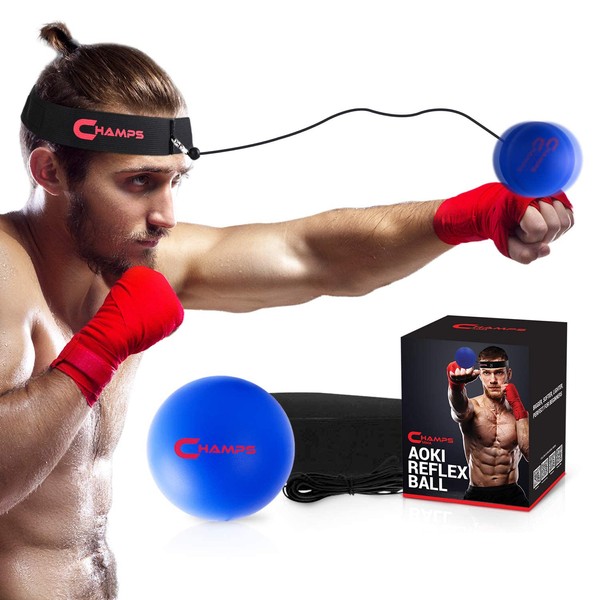 Champs MMA Boxing Reflex Ball - Boxing Equipment Fight Speed, Boxing Gear Punching Ball Great for Reaction Speed and Hand Eye Coordination Training Reflex Bag Alternative (Beginner)