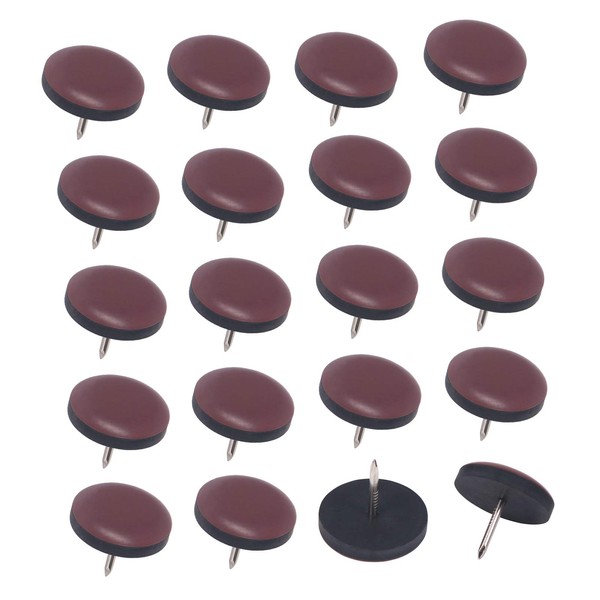 Furniture Gliders, 20pcs Teflon Easy Moving Sliders with Nail Feet Protector for Tiled, Hardwood Floors(Brown)