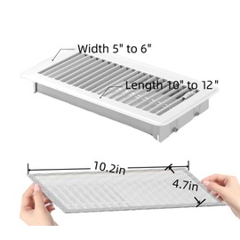 6-Pack White Magnetic Vent Covers 4.7x10.2 Inch - Universal Fit for Floor, Wall & Ceiling Registers (5"-6" Width x 10"-12"Length) | High Airflow Mesh Design | Tool-Free Easy Installation