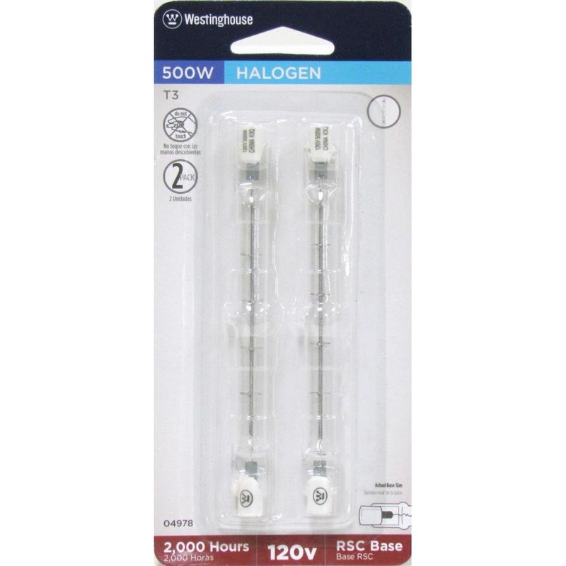 Westinghouse Lighting 0497800 500 Watt T3 Halogen Double-Ended Clear Light