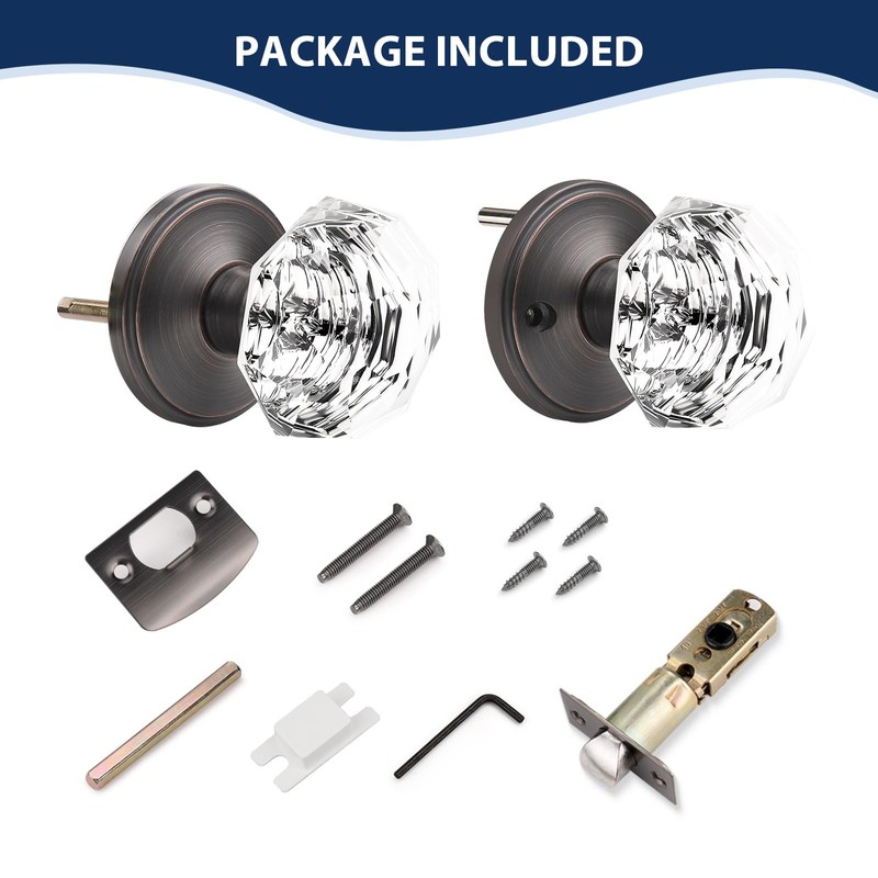 5 Pack Orger Glass Door Knobs for Hallway and Closet,