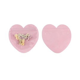 ccHuDE 100 Pcs Heart Shaped Packaging Bags Clear Jewelry Ziplock Bags Small Business Wrapping Bag Resealable Food Storage Bags Pouches for Samples Pink
