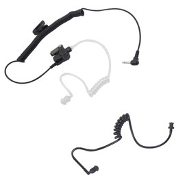 WODASEN Listen Only Earpiece 3.5mm Short Law Enforcement for Speaker Mic Receiver/Listen Only Headset Acoustic Tube Single Earbud Police Surveillance Radio Earpiece (02-L-Clear+Black)
