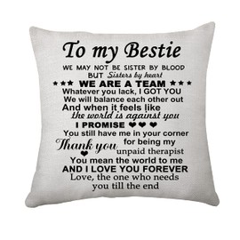 Hasodeo Gift for Bestie Cushion Covers Friendship Gift for Women Girl Sister Close Friends Pillowcase Gift for Birthday Christmas Graduation Present (To My Bestie)
