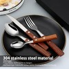 Cutlery Set with Wooden Handle, Shiny Stainless Steel Cutlery Including