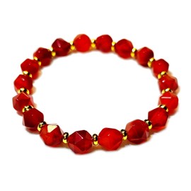 Stability Bracelet Faceted Red Crystal Bracelet Real Semi Precious Gemstones Red Agate 8mm Faceted Beads Gold Accents Heart Chakra Bracelet - Exclusively Yoga Girl USA HANDMADE (red-agate)