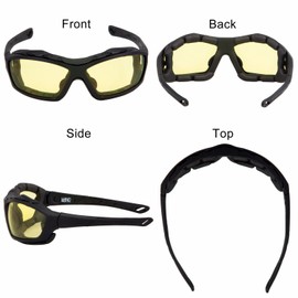 WYND Blocker Motorcycle Riding Glasses Extreme Sports Wrap Sunglasses (Black/Yellow)