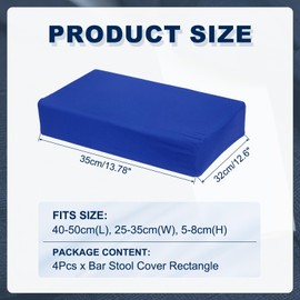 uxcell Bar Stool Cover Rectangle, Stretch Washable Saddle Counter Vanity Barstool Slipcover Seat Cushion Protector with Elastic Band for Wooden Metal Bench Chair(Lake Blue, 4Pcs)