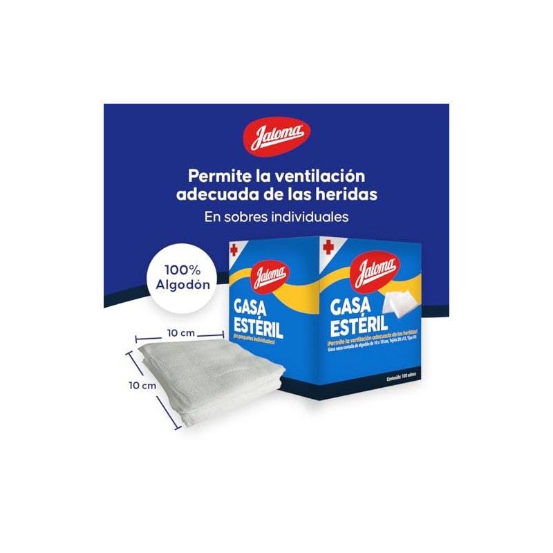Jaloma | Gasa Estéril Simple 10x10 cm, material de curación,