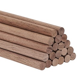 BENECREAT 20pcs Black Walnut Wooden Dowel Rods, 15.75x0.24 Inch Wooden Rod Sticks Unfinished Wood Dowels for DIY Woodworking Support Crafts Assortment