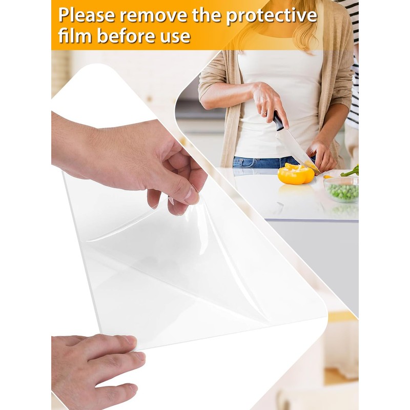 KEWILLEN Acrylic Cutting Board with Counter Lip,15.7"x11.8" Clear Plastic Cutting