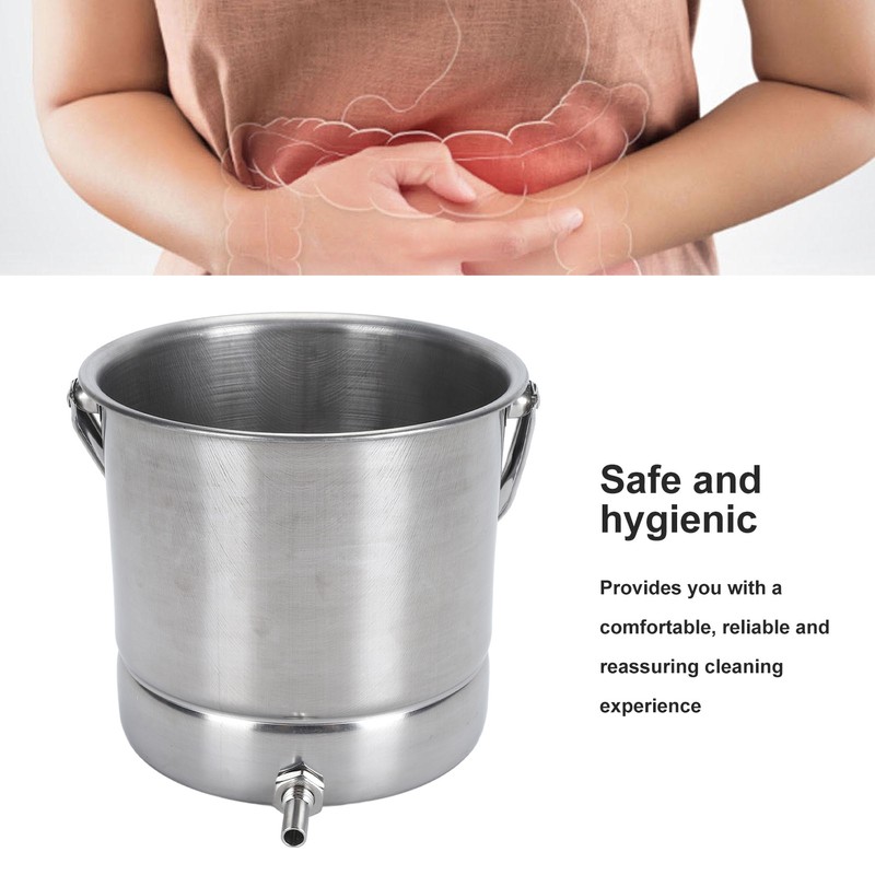 Enema Bucket Kit 1.6L Stainless Steel Bucket Reusable Shower Enema