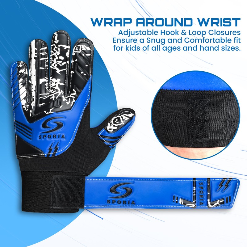 SPORIA Youth Goalie Gloves (Fluo Blue, 5)