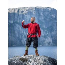 Leonardo Carbone® Viking Tunic Ivar - Medieval Clothing Men's Medieval Shirt, Casual Shirts Long Sleeves, Carnival Costume Men, Viking Tunic, LARP Clothing - 100% Cotton, red