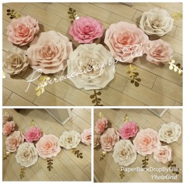 Handmade 8 Handmade Beautiful paper flowers for Wall decor or Backdrop Decoration Wedding