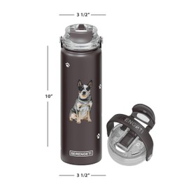 SERENGETI 24 Oz Water Bottle Stainless Steel with Spill Proof Lid - Double walled Vacuum Insulated water flask - Realistic 3D Print of your favorite dog (German Shepherd)
