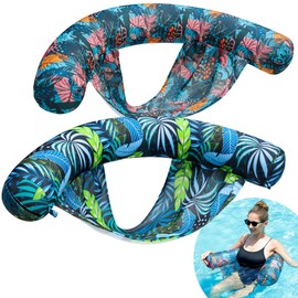 FindUWill Inflatable Pool Floats Noodle Chairs - 2 Pack Fabric Swimming Noodles Chairs Pool Floaties, Pool Chair Floats with Sling, Water Floating Pool Chairs for Adults (Blue, Green)