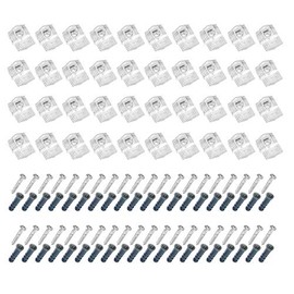 DGQ Pack of 40 Clear Plastic Mirror Holder Clips 1/4" Mirror Hanging Kit with Screw and Anchor for Wall