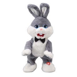 Animated Rabbit Musical Plush Toy Portable Rabbit 8 Songs Singing Toy Lovely Dancing Imitate Speech Toy for Kids Grey