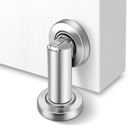 Magnetic Door Stopper, Heavy Duty Door Stop for Wall Floor Mount, Stainless Steel Door Catch, Modern Magnetic Door Holders Indoor Outdoor Magnet Door Stoppers for Bottom of Door, Brushed Nickel