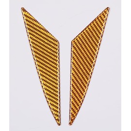 Soft 3D Real Carbon Fibe Car Rear Tail Light Side Triangle Trim Kit Compatible with Corvette C8 Stingray Z06 Z51 2020 2021 2022 2023 Rear Tail Light Side Triangle Sticker Decor Accessories (Yellow)