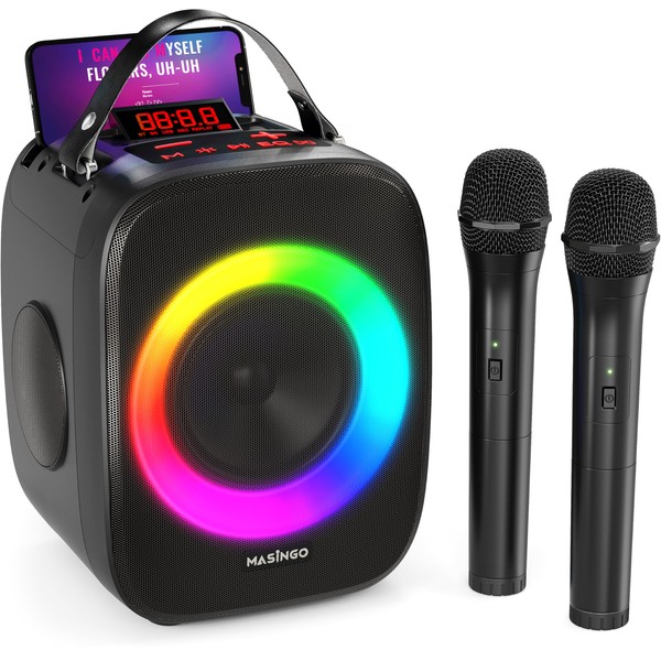 Karaoke Machine for Kids and Adults with 2 Wireless Bluetooth