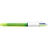 BIC 4-Color Fluo Ballpoint Pen, Medium/Bold Point (1.0/1.6 mm), Assorted