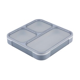 Foodman DSK Bento Box, Standing and Carrying, Slim Bento Box, 27.6 fl oz (800 ml), Antibacterial, Gray with 4-Point Locks, Double Sealing to Prevent Leakage