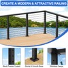 PLANTOP 35" Stainless Steel Corner Cable Railing Post, Black Top