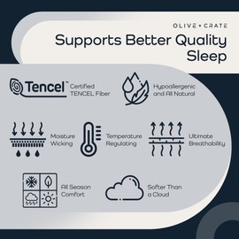 Olive + Crate Luxury 100% Lyocell Eucalyptus Duvet Cover Set King Size, Tencel 3PC Vegan Bedding Set, Super Soft Off White Cooling Duvet Cover for Hot Sleepers & 2 Pillowcases, Oatmeal (90" x 102")