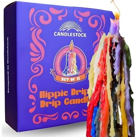 Candlestock Hippie Drippy Drip Candles - Pack of 11 Dripping Taper Candles - Wine Bottle Melting Candles (1 of Each Color)