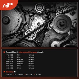 A-Premium Engine Serpentine Drive Belt Compatible with International Harvester 9400 1996-2000, 9900 1999, 9200 SBA 1996, 9200i SBA 2004, L6 14.6L, DIESEL