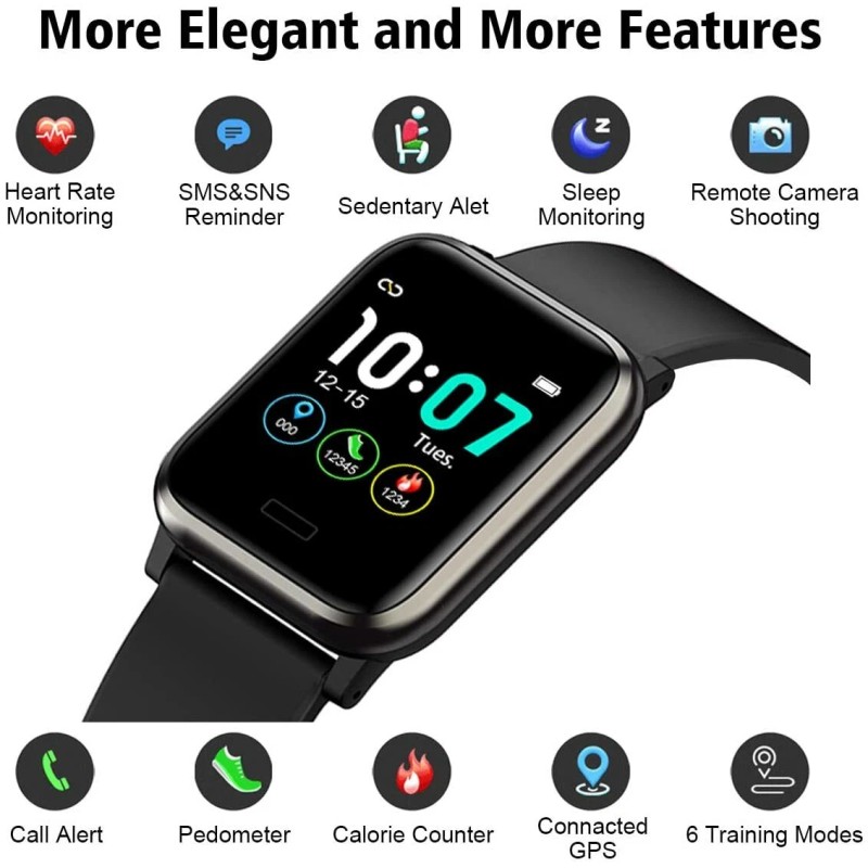 L8star Fitness Tracker HR Monitor-1.3'' Large Color Screen IP67 Waterproof