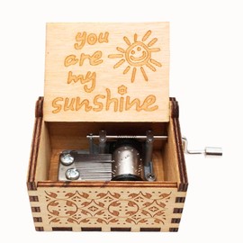 GCSOMLE You are My Sunshine Music Box-Mini Laser Engraved Vintage Wooden Hand Crank Mini Music Box，Christmas,Valentine,Birthday Gifts for Wife Girlfriend Women (You Are My Sunshine(wood))