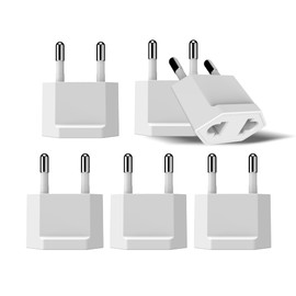 Ceptics European Travel Plug Adapter – Converts USA to EU, Asia and Italy Outlet – Type A to Type C converter - Use in Germany, Spain, & More - 6-Pack