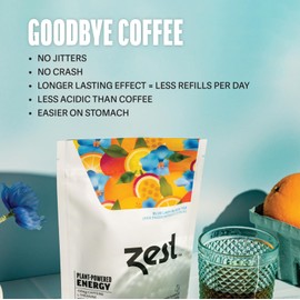 Zest Energy Tea - Blue Lady - High Caffeine Passion Fruit Black Tea Bags - Caffeinated Coffee Altnernative/Substitute - Natural, Non-GMO & Keto Friendly - Hot or Iced - 20Ct Pack - 150mg Caf