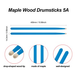 CashBeat 5A Maple Wood Drumsticks, Non-Slip Grip, Classic Blue Drum Stick for Kids Adults Beginner, Percussionists Drumming Accessories Musical Instrument