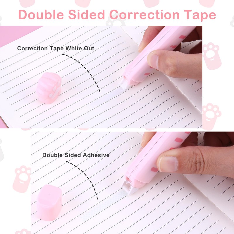 TIESOME Cute Cat Paw Stationery Set, 7 Pcs Kawaii Cartoon