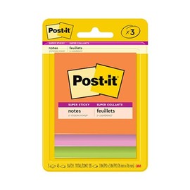 Post-it Super Sticky Notes, 3 blocs de notas adhesivas, 7,6 x 7,6 cm, suministros escolares para estudiantes, ideal para libros de texto, cuadernos,  