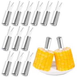 12PCS Corn on The Cob Skewers, Stainless Steel Sweetcorn Holders Corn On Cob Forks for BBQ Camping Kitchen Party Tools