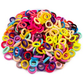 350 PCS Small Baby Hair Ties, Cotton Toddler No Crease Finger Hair Ties, Multicolor Small Hair Ties for Kids and Girls, Hair Elastics Ponytail Holders(20 Colors)