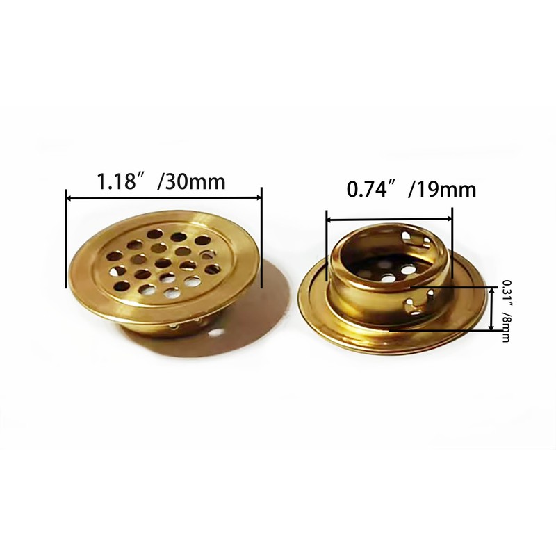NIDETION Golden 19mm/0.75" Circular Soffit Vent, Stainless Steel Mesh Hole