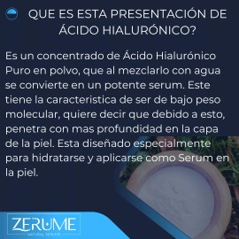 ZERUME NATURAL SERUMS Ácido Hialurónico 20gr En Polvo Para 2 Litros De Serum