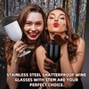 Stemmed Stainless Steel Wine Glasses with Lid Double Wall Insulated