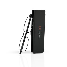 Microvision Flat Folding Reading Glasses, Black Frame, 1x Magnification For Women and Men, Compact, Portable, Durable
