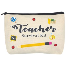 Teacher Appreciation Gifts for Women, Teacher Survival kit, Best Teacher Ever Teacher Supplies for Classroom Makeup Bag Pencil Pouch Preschool High School Colleagues Birthday Gifts Y7JSFBD(pencil)