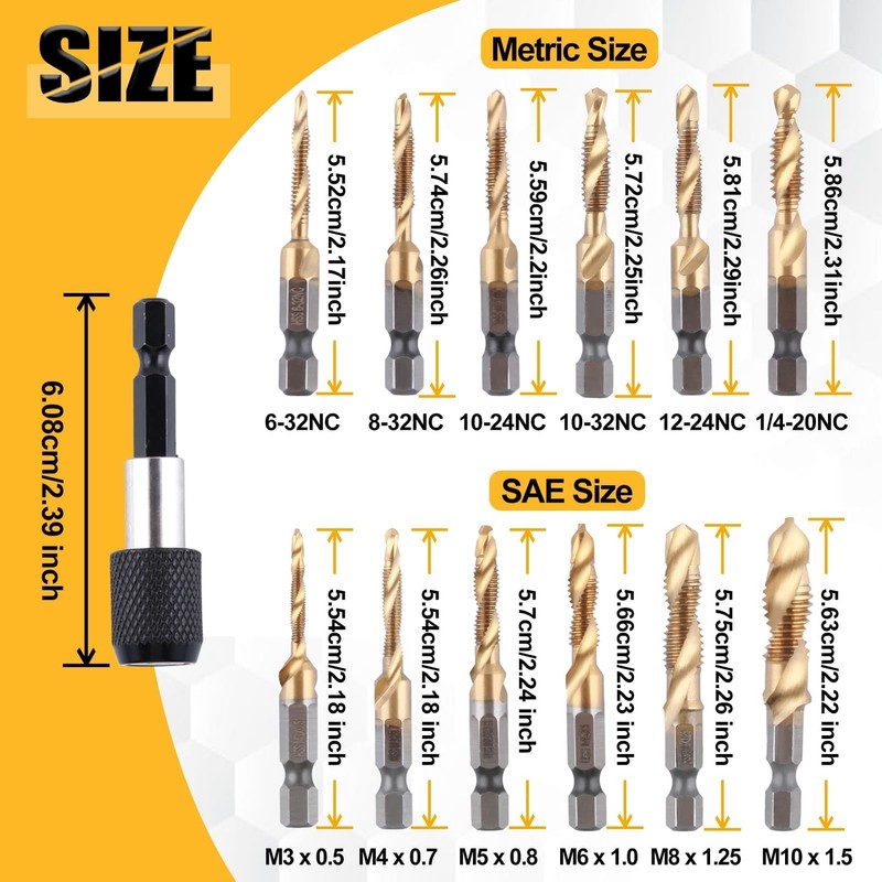 GOLD DEER 13 Pcs Tap Drill Set for Drill Taps,